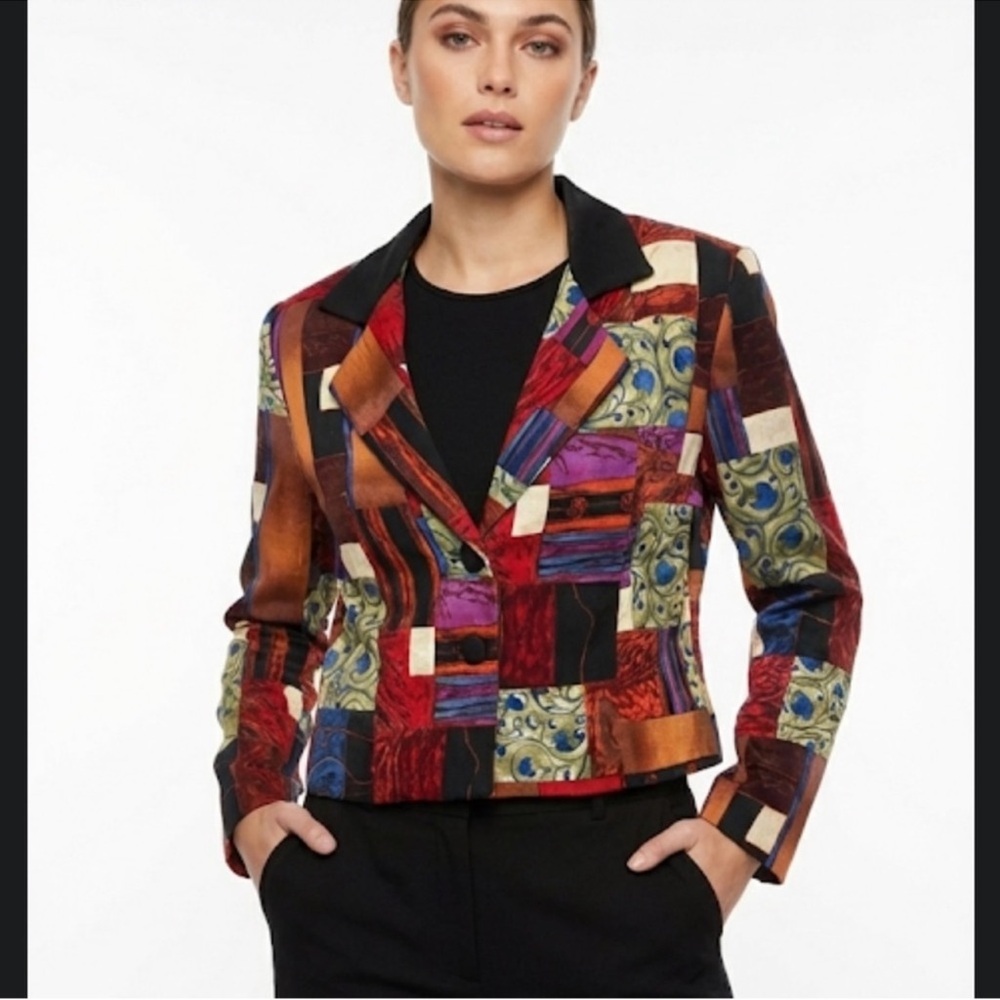 Lori Zoni Patchwork Multicolor Women's Jacket siz… - image 1